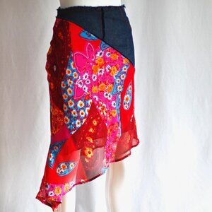 Equivogue Paris Asymmetrical Denim & Viscose Casual Skirt - France